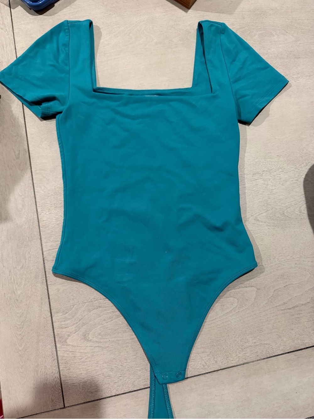 Aritzia Teal Square-Neck Bodysuit